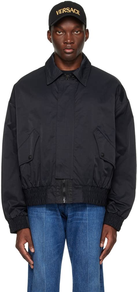 versace jeans men's quilted jacket bomber black nero e899|Logo Bomber Jacket .